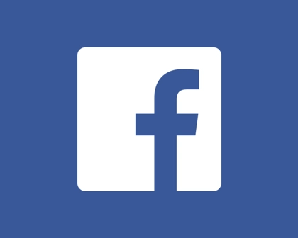 Logótipo do Facebook num quadrado com fundo azul